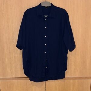 Airy Gauze Blue Button-Up Shirt